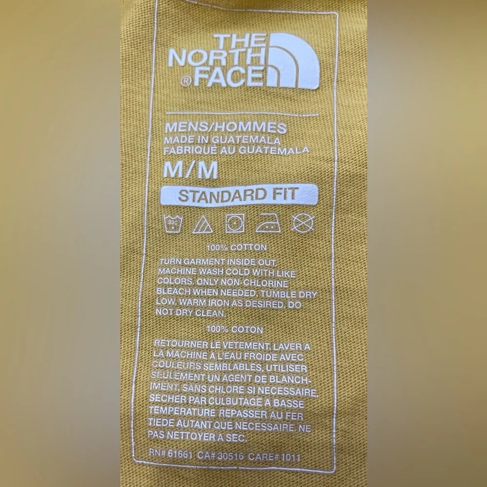 The North Face Standard Fit Adult M Yellow/Brown Short Sleeve Cotton Graphic Tee